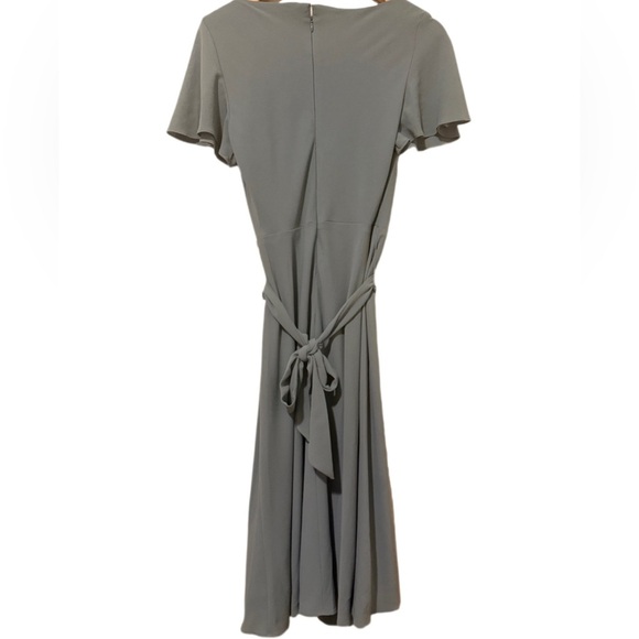 Lauren Ralph Lauren Flutter Sleeve Midi Dress • Tie Waist A-Line • Sage Blue - Picture 2 of 2